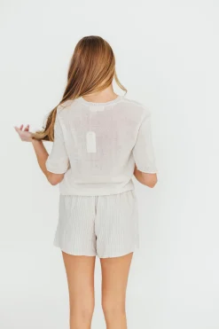 New Worth Collective Kaeli Striped Boxer Shorts in Cream/Blue