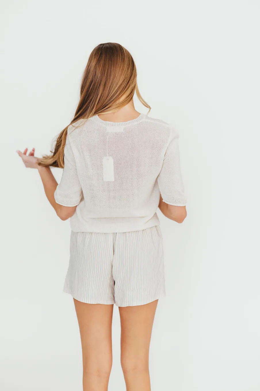 New Worth Collective Kaeli Striped Boxer Shorts in Cream/Blue