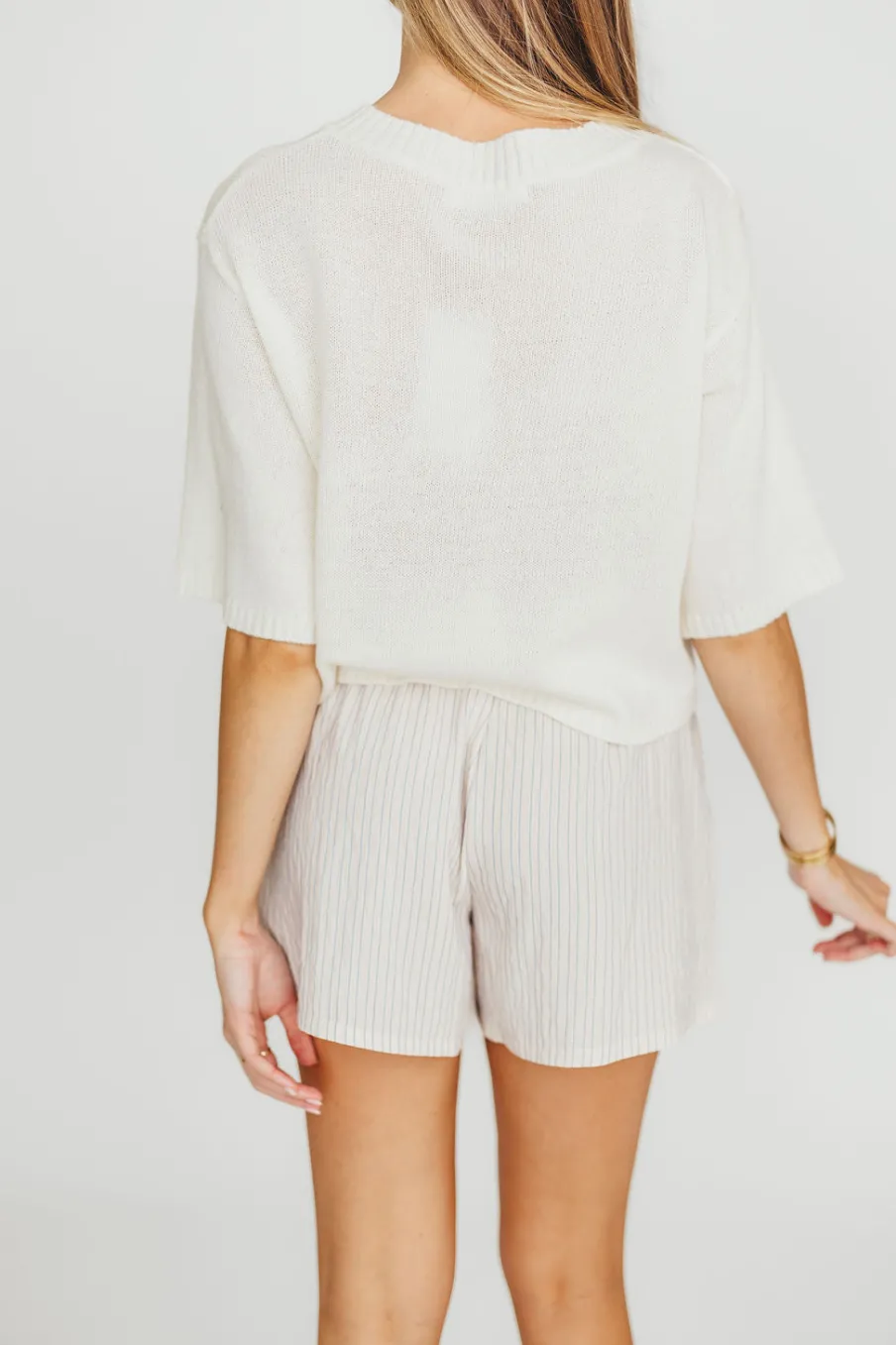 New Worth Collective Kaeli Striped Boxer Shorts in Cream/Blue