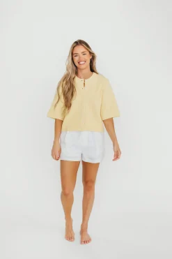 New Worth Collective Karen Short Sleeve Cardigan in Yellow