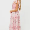 Clearance Worth Collective Kathryn Tie Shoulder Maxi Dress in Pink/Red Floral