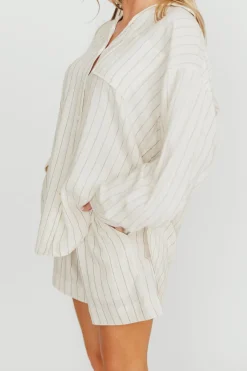 Fashion Worth Collective Keira Stripe Shorts in Natural/Black
