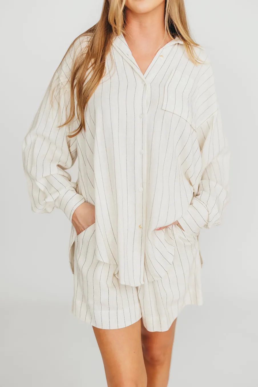 Fashion Worth Collective Keira Stripe Shorts in Natural/Black
