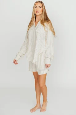 Fashion Worth Collective Keira Stripe Shorts in Natural/Black
