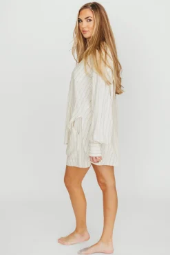 Fashion Worth Collective Keira Stripe Shorts in Natural/Black