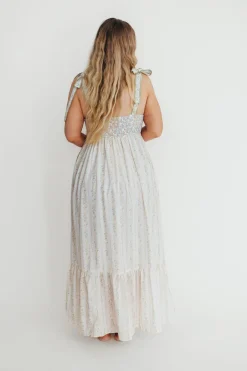 Online Worth Collective Kelly Adjustable Tie Maxi Dress in Pale Peach Floral *PRE-ORDER*