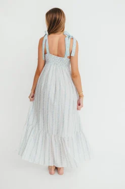 Clearance Worth Collective Kelly Adjustable Tie Maxi Dress in French Blue Floral *PRE-ORDER*