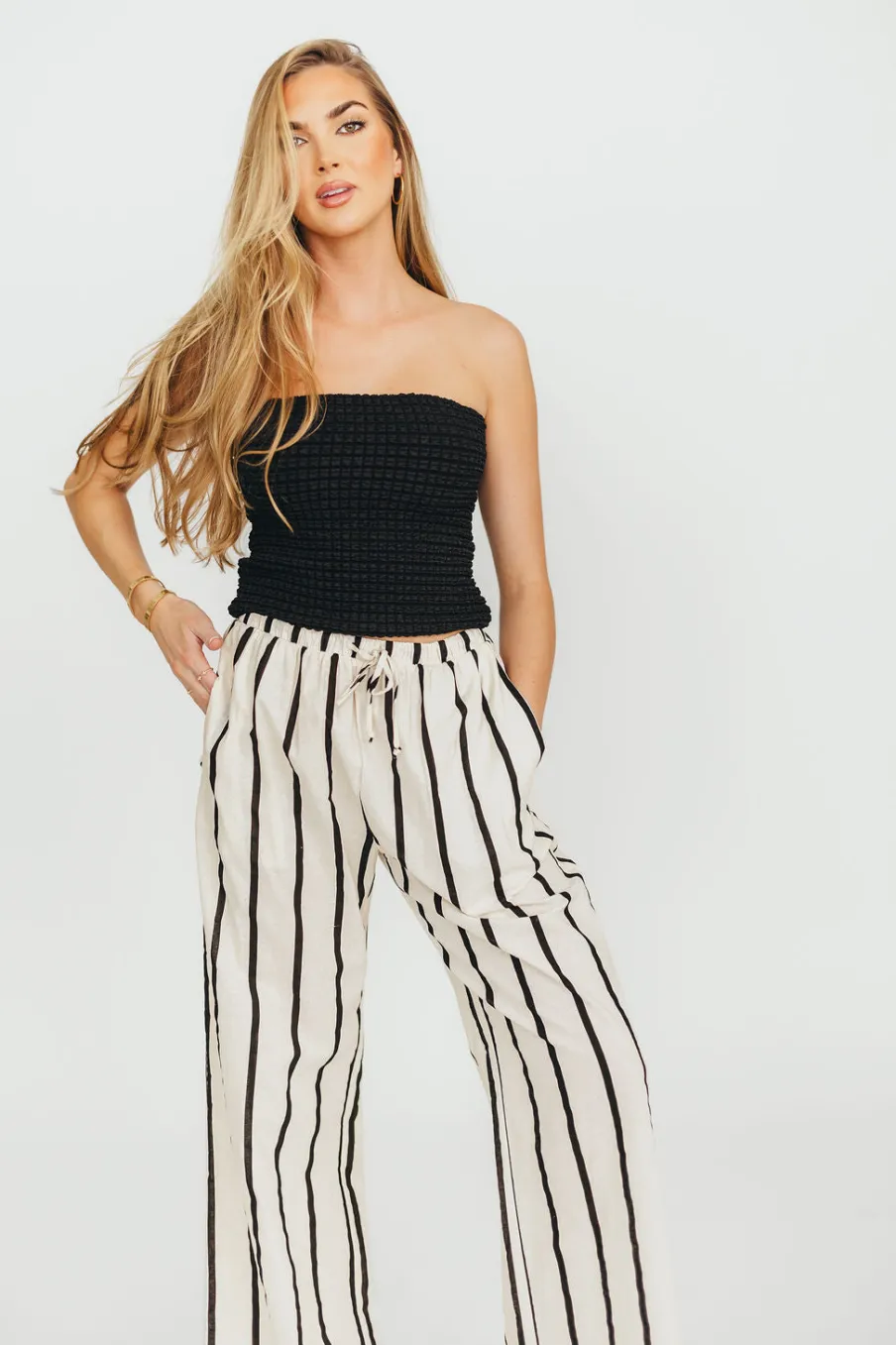 Clearance Worth Collective Kelsea Woven Pants in Cream/Black