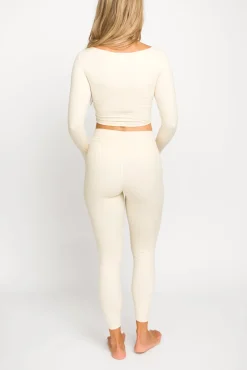 Best Worth Collective Kendra Long Sleeve Square Neck Corset Top in Cream