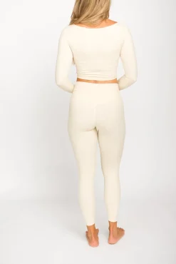 Best Worth Collective Kendra Long Sleeve Square Neck Corset Top in Cream