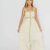 Fashion Worth Collective Kenna Cotton Floral Embroidered Maxi In Daffodil