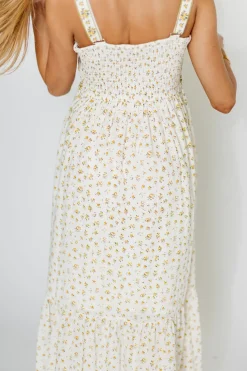 Fashion Worth Collective Kenna Cotton Floral Embroidered Maxi In Daffodil