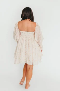 Sale Worth Collective Kennedy Floral Mini Dress in Cream- Bump Friendly