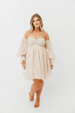 Sale Worth Collective Kennedy Floral Mini Dress in Cream- Bump Friendly