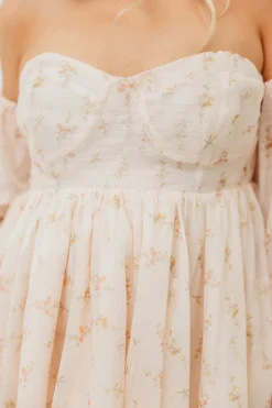 Sale Worth Collective Kennedy Floral Mini Dress in Cream- Bump Friendly