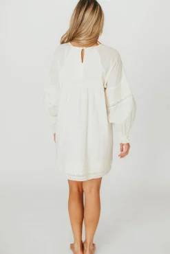 Discount Worth Collective Kenzie Linen Pintuck and Button Detail Mini Dress in Off-White