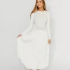 Online Worth Collective Kerriann Sweater Poplin Mix Maxi Dress in Off-White