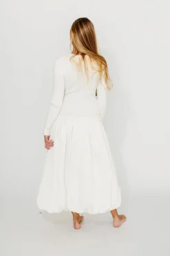 Online Worth Collective Kerriann Sweater Poplin Mix Maxi Dress in Off-White