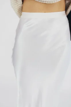Sale Worth Collective Kimberley Satin Long Midi Skirt in Champagne