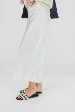 Sale Worth Collective Kimberley Satin Long Midi Skirt in Champagne