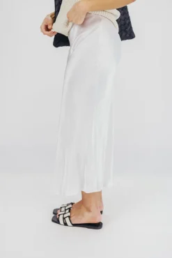 Sale Worth Collective Kimberley Satin Long Midi Skirt in Champagne