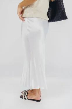 Sale Worth Collective Kimberley Satin Long Midi Skirt in Champagne