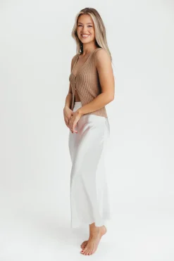 Sale Worth Collective Kimberley Satin Long Midi Skirt in Champagne