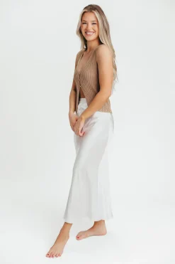 Sale Worth Collective Kimberley Satin Long Midi Skirt in Champagne