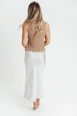 Sale Worth Collective Kimberley Satin Long Midi Skirt in Champagne