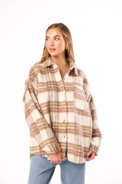 Clearance Worth Collective Kingston Flannel Jacket in Natural Plaid