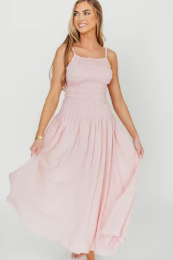 Fashion Worth Collective Kira Smocked Maxi Dress in Pink