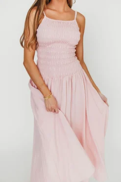 Fashion Worth Collective Kira Smocked Maxi Dress in Pink