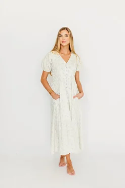 Fashion Worth Collective Kylee 100% Cotton Floral Maxi Dress in French Blue