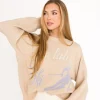 Best Worth Collective Lake Tahoe Ski Graphic Oversized Sweater in Beige