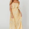Online Worth Collective Lark Ruffle Detail Maxi Dress in Mango
