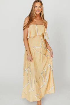 Online Worth Collective Lark Ruffle Detail Maxi Dress in Mango