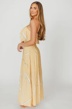 Online Worth Collective Lark Ruffle Detail Maxi Dress in Mango