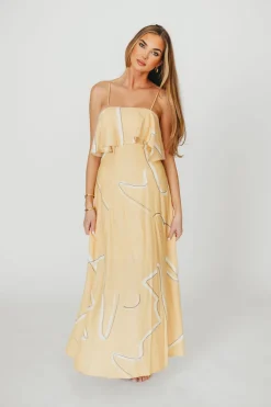 Online Worth Collective Lark Ruffle Detail Maxi Dress in Mango