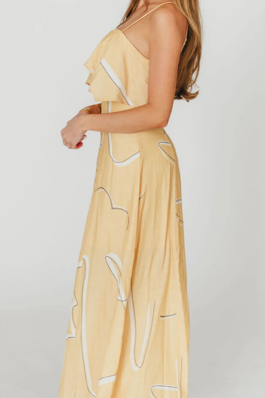 Online Worth Collective Lark Ruffle Detail Maxi Dress in Mango