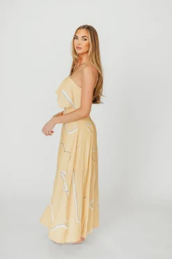 Online Worth Collective Lark Ruffle Detail Maxi Dress in Mango