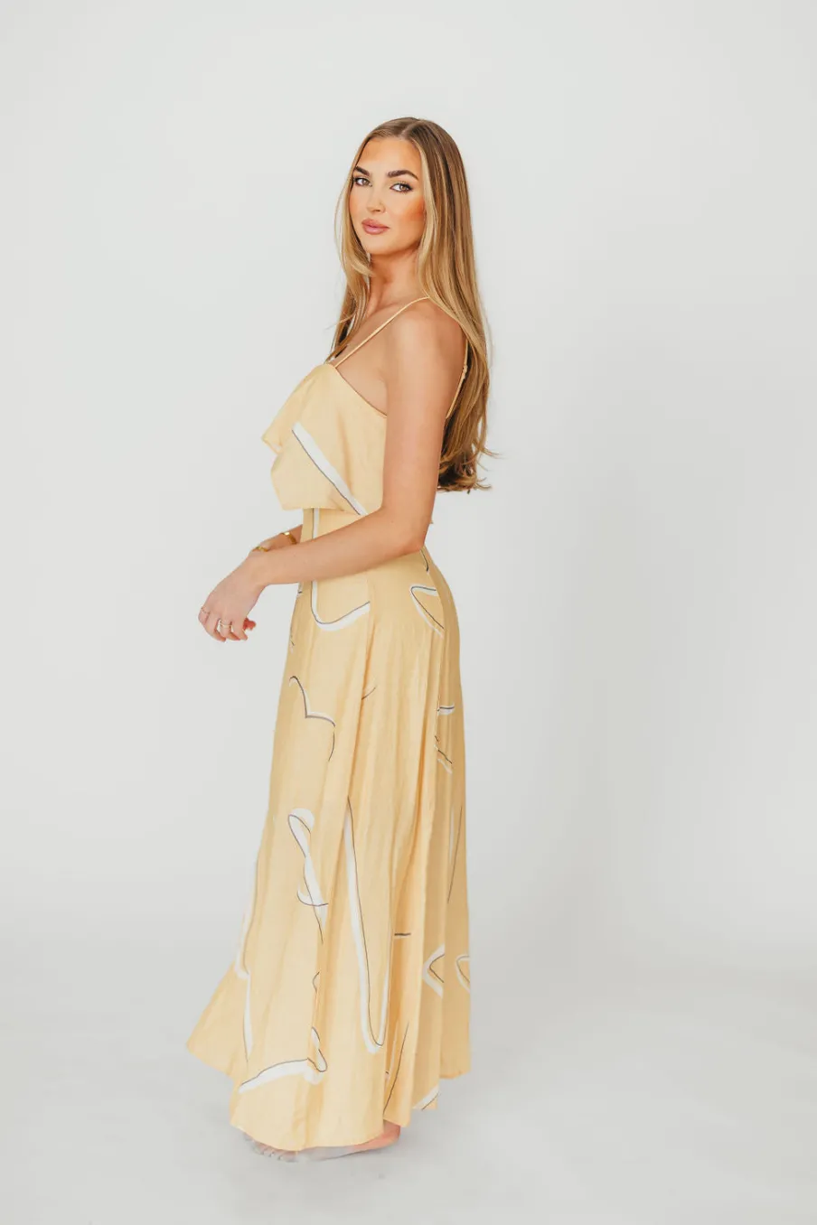 Online Worth Collective Lark Ruffle Detail Maxi Dress in Mango