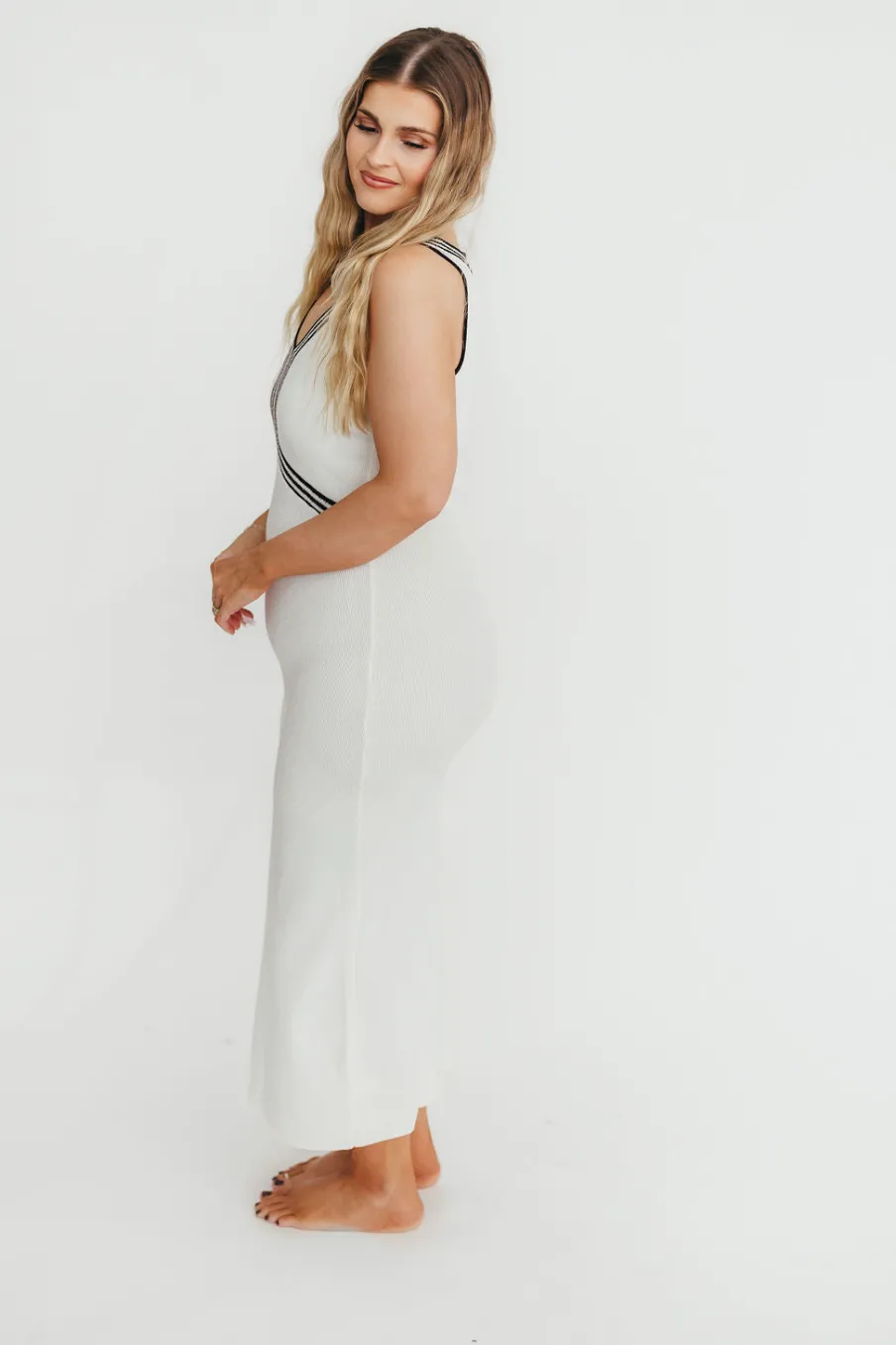 Sale Worth Collective Leah Knit Dress in Cream/Black