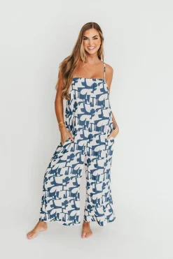 Discount Worth Collective Leilani Geo Print Jumpsuit in Blue