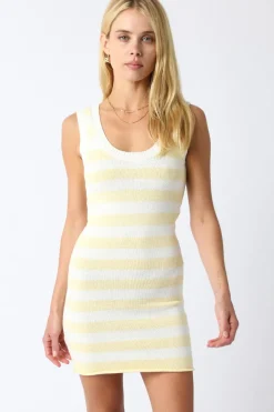 Outlet Worth Collective Liliana Stripe Dress in Off-White/Butter
