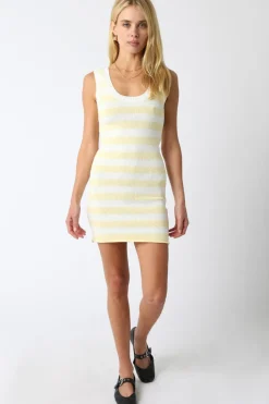Outlet Worth Collective Liliana Stripe Dress in Off-White/Butter