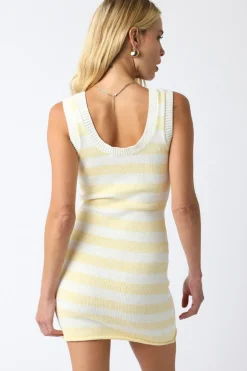 Outlet Worth Collective Liliana Stripe Dress in Off-White/Butter