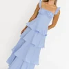 Best Worth Collective Lily Ruffle Strap Tiered Maxi Dress in Baby Blue