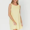 Discount Worth Collective 100% Linen Florence Mini Woven Dress in Pineapple