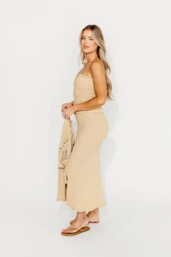 Clearance Worth Collective Linny Braided-Trim Sleeveless Sweater Top in Beige