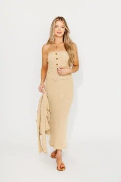 Clearance Worth Collective Linny Braided-Trim Sleeveless Sweater Top in Beige